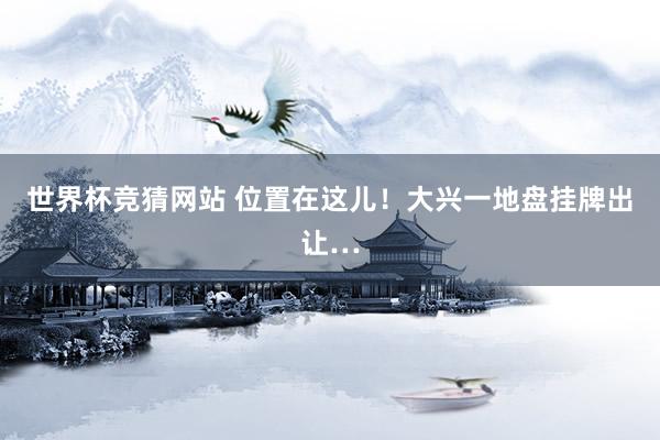 世界杯竞猜网站 位置在这儿！大兴一地盘挂牌出让…