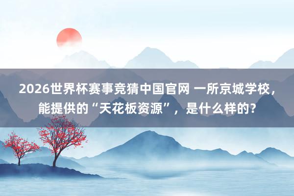 2026世界杯赛事竞猜中国官网 一所京城学校,能提供的“天花板资源”,是什么样的?