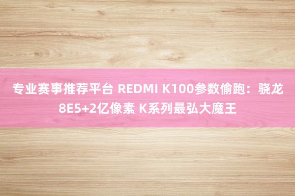 专业赛事推荐平台 REDMI K100参数偷跑：骁龙8E5+2亿像素 K系列最弘大魔王