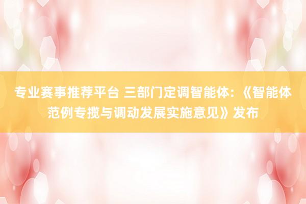 专业赛事推荐平台 三部门定调智能体: 《智能体范例专揽与调动发展实施意见》发布