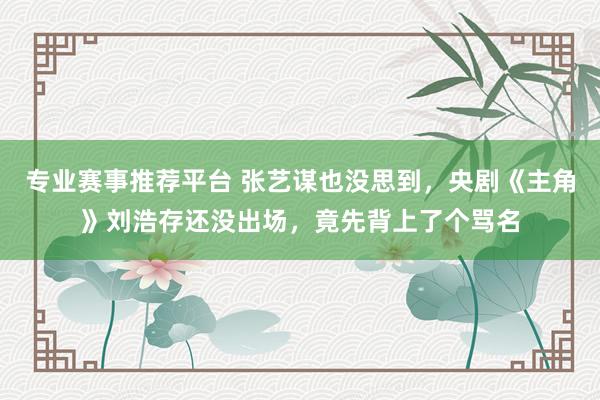 专业赛事推荐平台 张艺谋也没思到,央剧《主角》刘浩存还没出场,竟先背上了个骂名