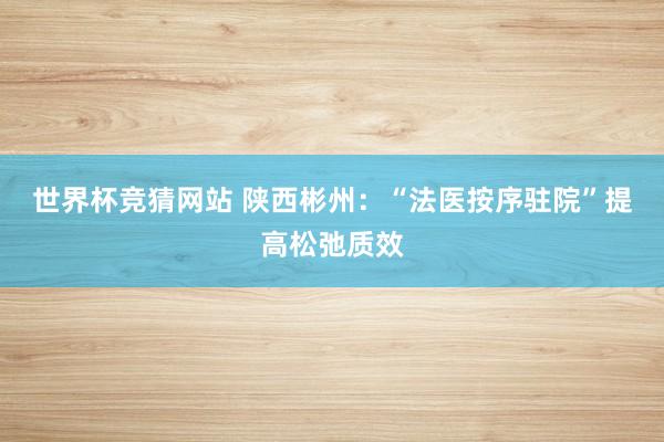 世界杯竞猜网站 陕西彬州：“法医按序驻院”提高松弛质效