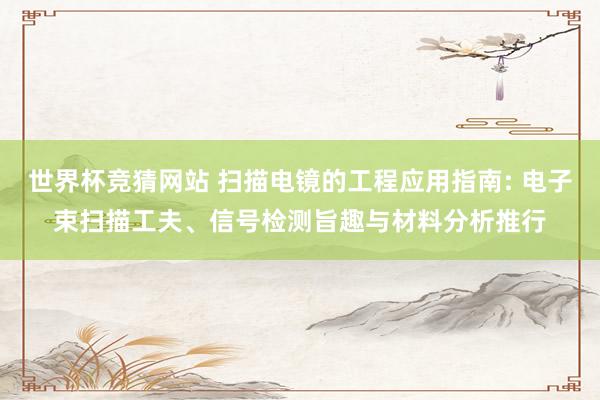 世界杯竞猜网站 扫描电镜的工程应用指南: 电子束扫描工夫、信号检测旨趣与材料分析推行