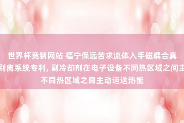 世界杯竞猜网站 福宁保远苦求流体入手磁耦合真空辩别热再别离系统专利， 副冷却剂在电子设备不同热区域之间主动运送热能