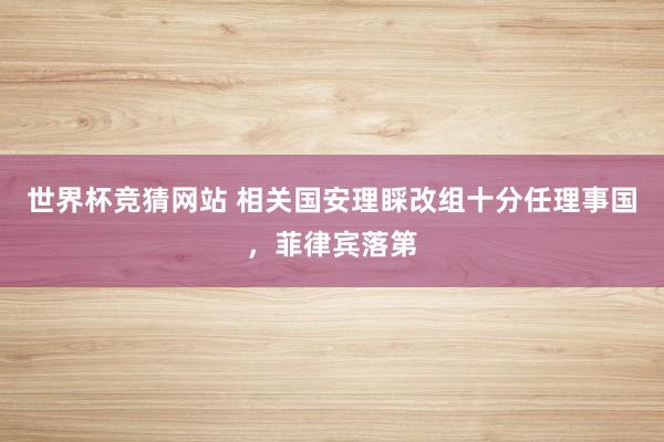 世界杯竞猜网站 相关国安理睬改组十分任理事国，菲律宾落第