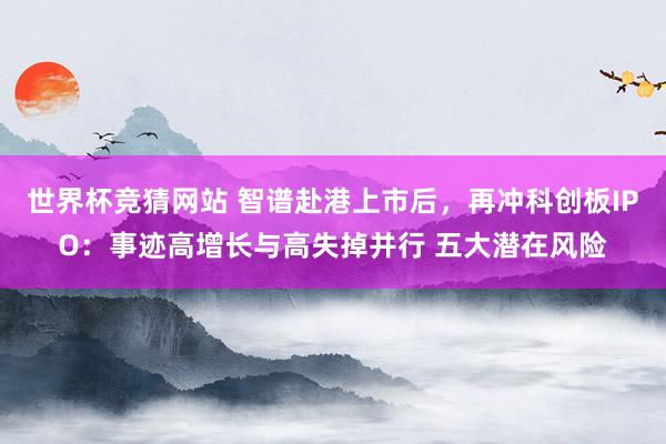 世界杯竞猜网站 智谱赴港上市后,再冲科创板IPO:事迹高增长与高失掉并行 五大潜在风险