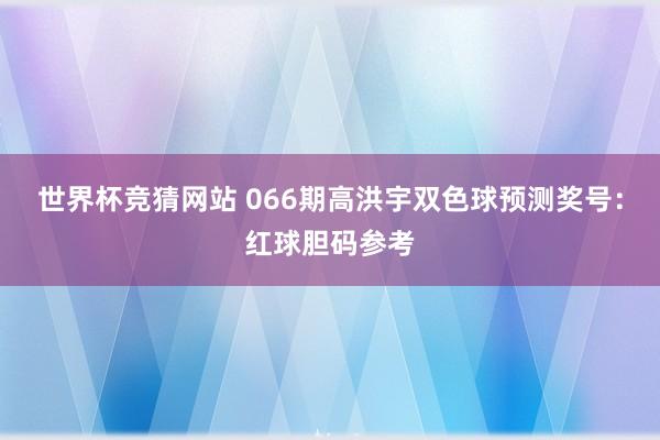 世界杯竞猜网站 066期高洪宇双色球预测奖号：红球胆码参考