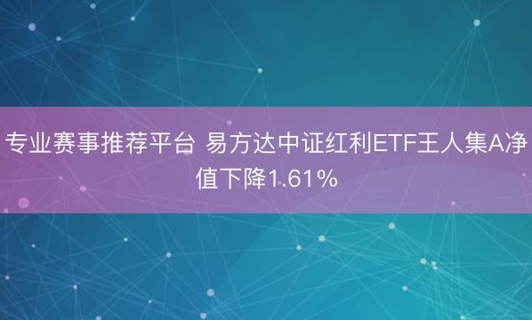 专业赛事推荐平台 易方达中证红利ETF王人集A净值下降1.61%