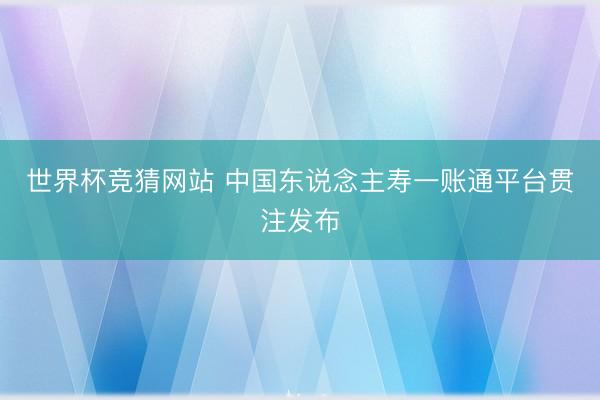 世界杯竞猜网站 中国东说念主寿一账通平台贯注发布